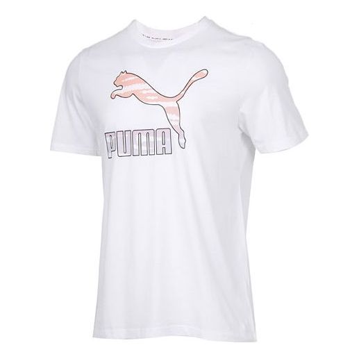 PUMA Chest Large Logo Printing Short Sleeve White 599427-02