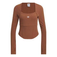 (WMNS) adidas originals Corset Long Sleeve Shirt 'Brown' IX1910