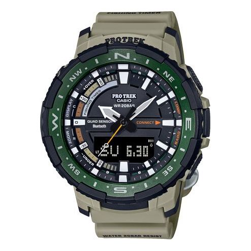 CASIO Sports Mens Brown Analog/Digital Combo PRT-B70-5PRD
