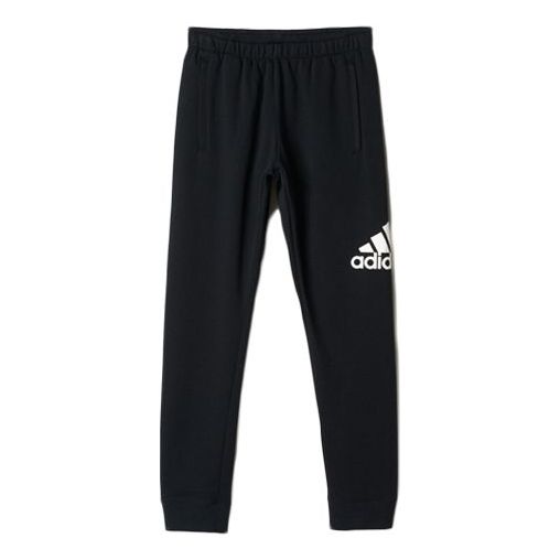 adidas Logo Training Fleece Lined Stay Warm Sports Knit Long Pants Black AB6527