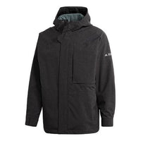 Men's adidas Outdoor 3 In 1 logo Sports Hooded Jacket Black GE9893