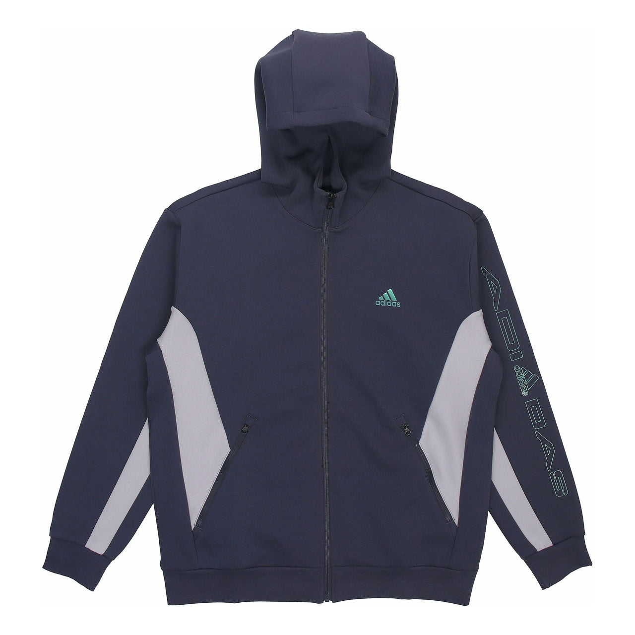 Men's adidas St Blok Knjkt Chest Brand Logo Embroidered Hooded Track Jacket Blue HM5145