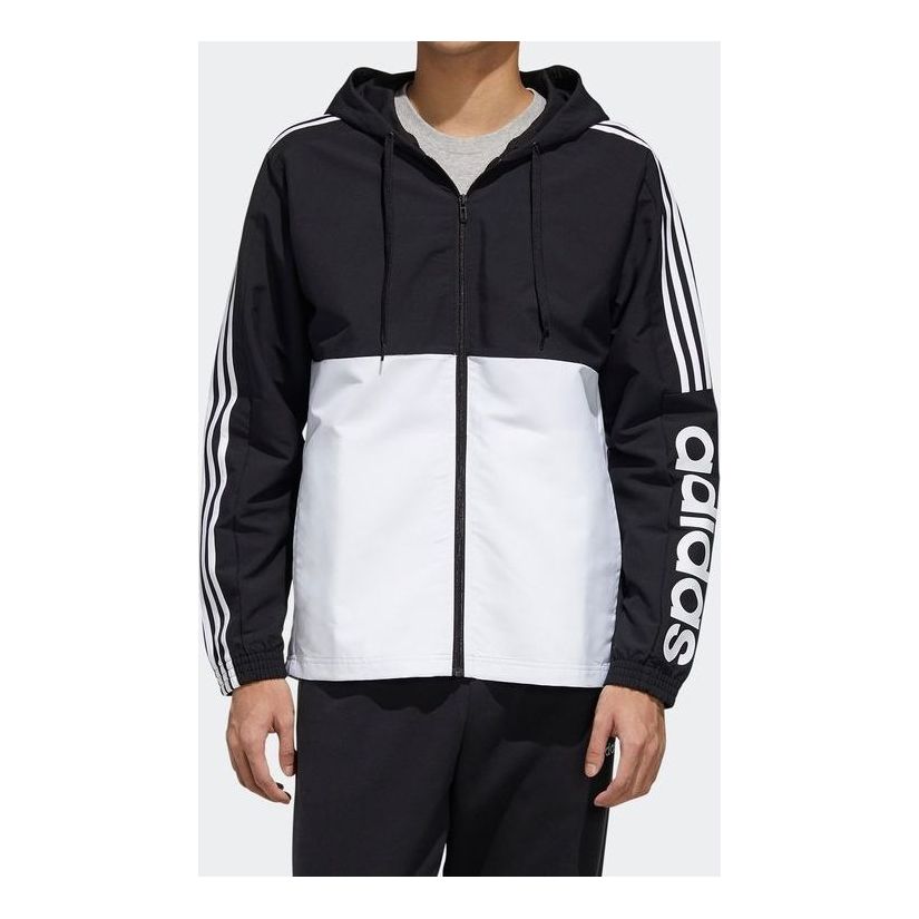 adidas hooded track Jacket Black White Splicing FL8627