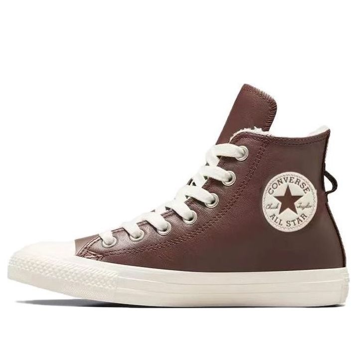 (WMNS) Converse Chuck Taylor All Star Leather Faux Fur Lining 'Dark Brown' A07946C