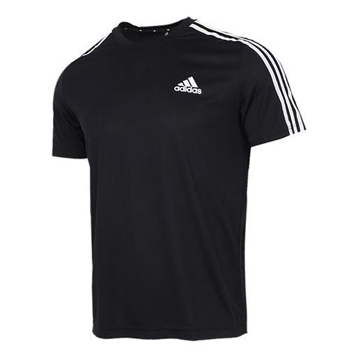 adidas M 3s T Casual Sports Side Stripe Round Neck Short Sleeve Black GM2105