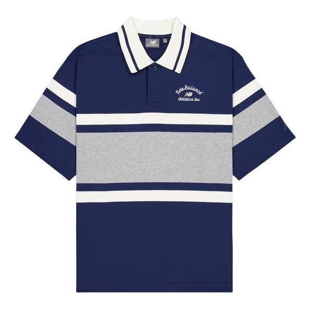 New Balance Athletics Striped Polo Shirt 'Navy' NFE22241-NV