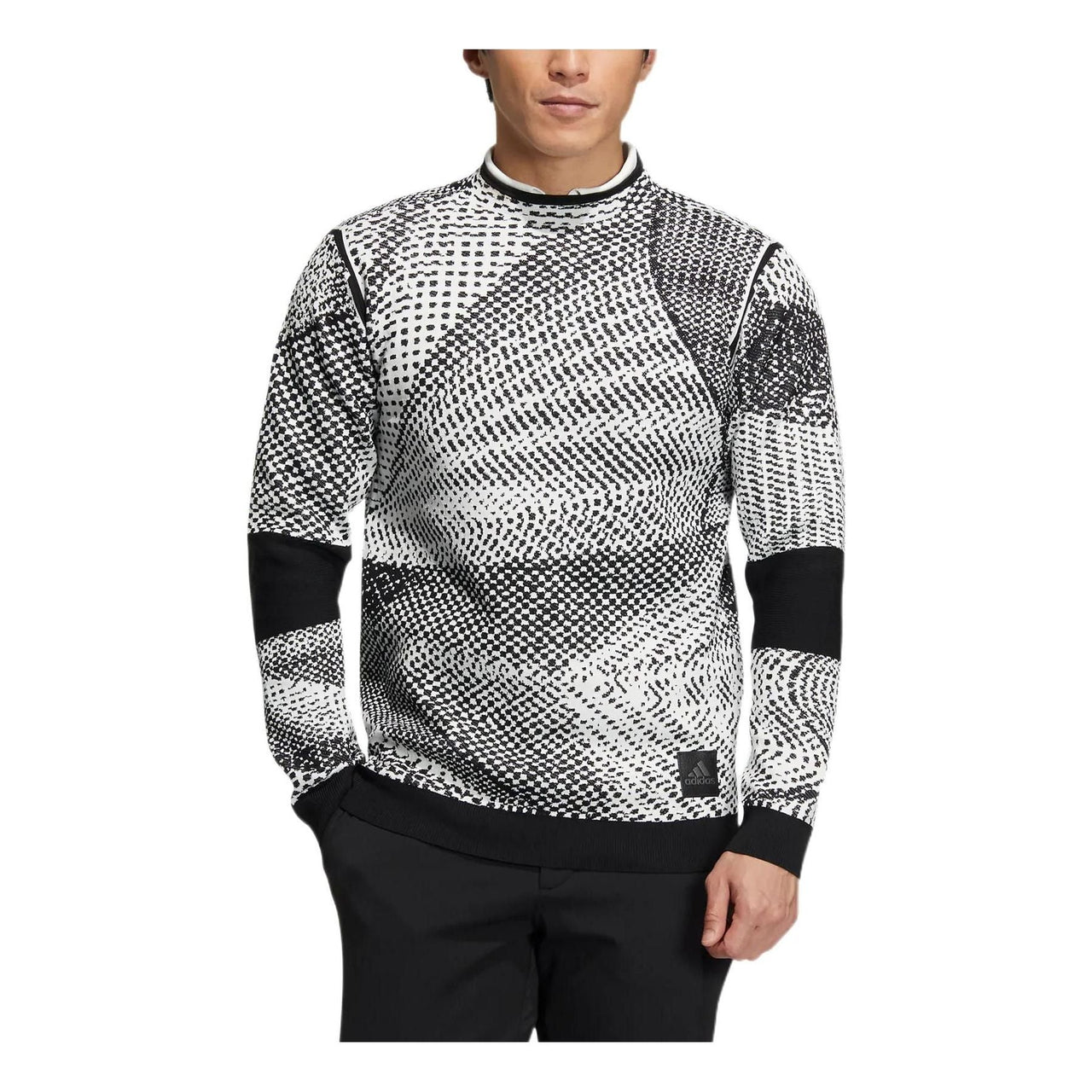 Men's adidas Pk Gradation Po Slim Fit Half Turtleneck Back Stripe Pullover Long Sleeves Knitwear Gray HM7625