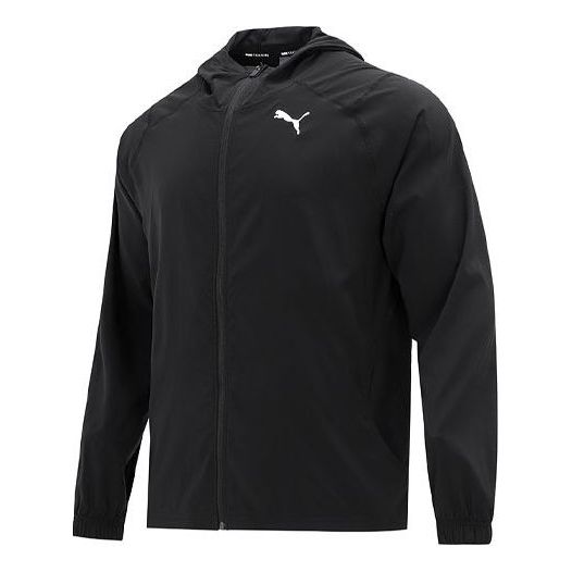 PUMA Logo Printing hooded Solid Color Jacket Black 521532-01