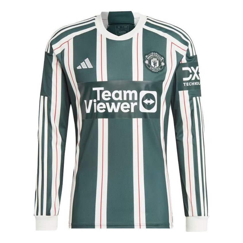 adidas Manchester United 23/24 Long Sleeve Away Jersey 'Green White' IA7223