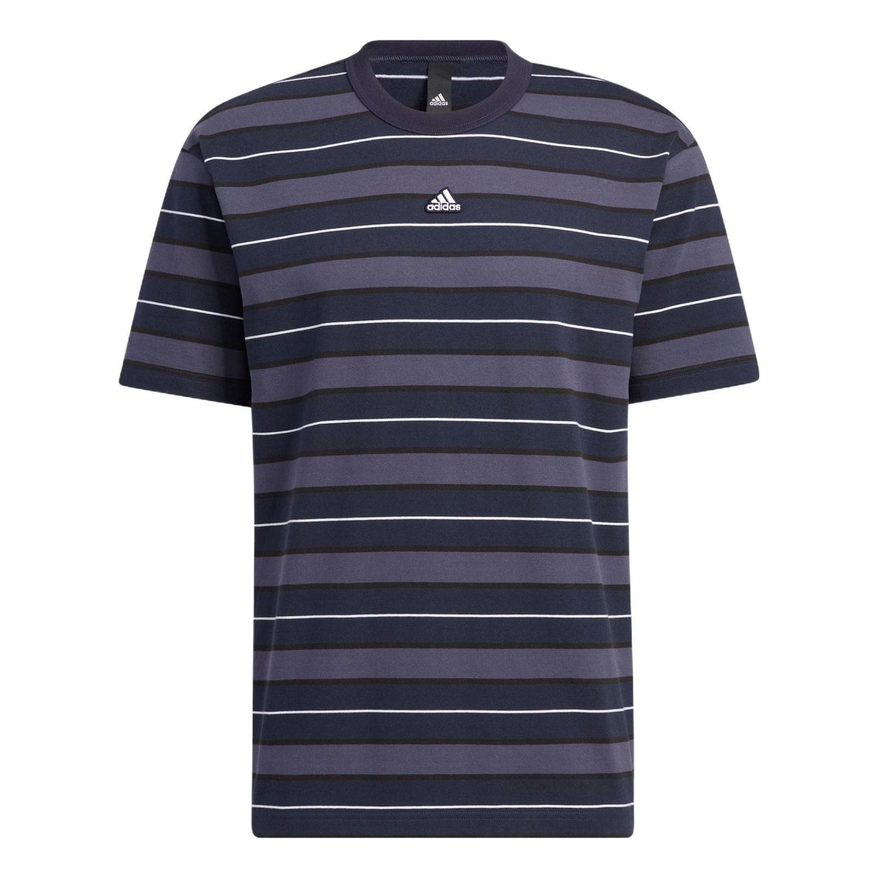 Men's adidas Straight Logo Stripe Casual Short Sleeve Blue T-Shirt HS4384