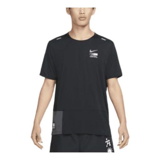 Men's Nike Solid Color Back Alphabet Printing Short Sleeve Black T-Shirt DM4666-010