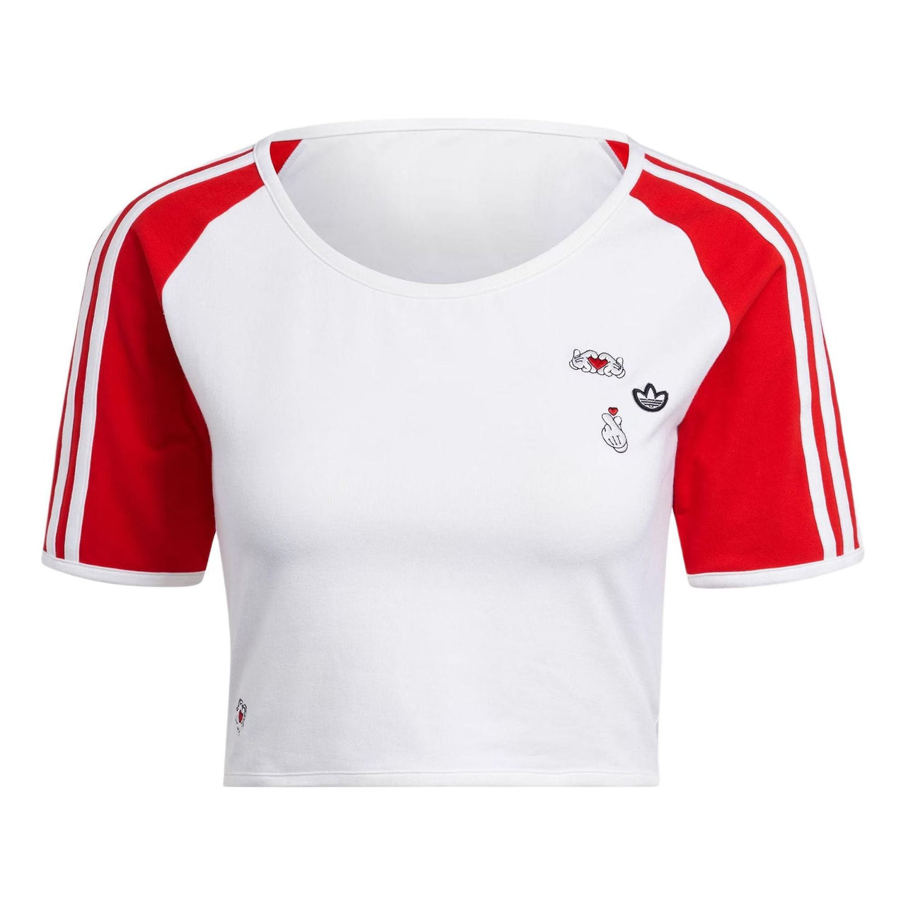 (WMNS) adidas Originals x Mickey Mouse 3-Stripes Icon For Her Baby T-Shirt Asia Sizing 'White Red' IY2268