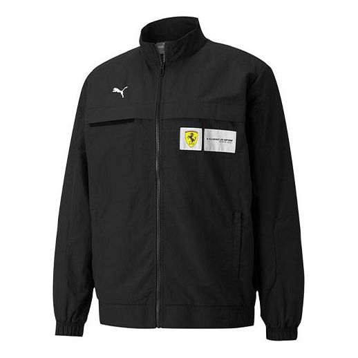 PUMA Ferrari Racing Series Logo Sports Stand Collar Jacket Black 531644-01