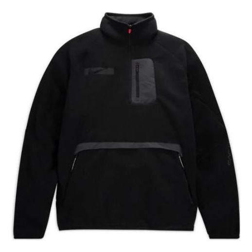 Nike x Travis Scott Solid Color Half Zipper Pocket Stand Collar Casual Jacket 'Black' DM1283-010