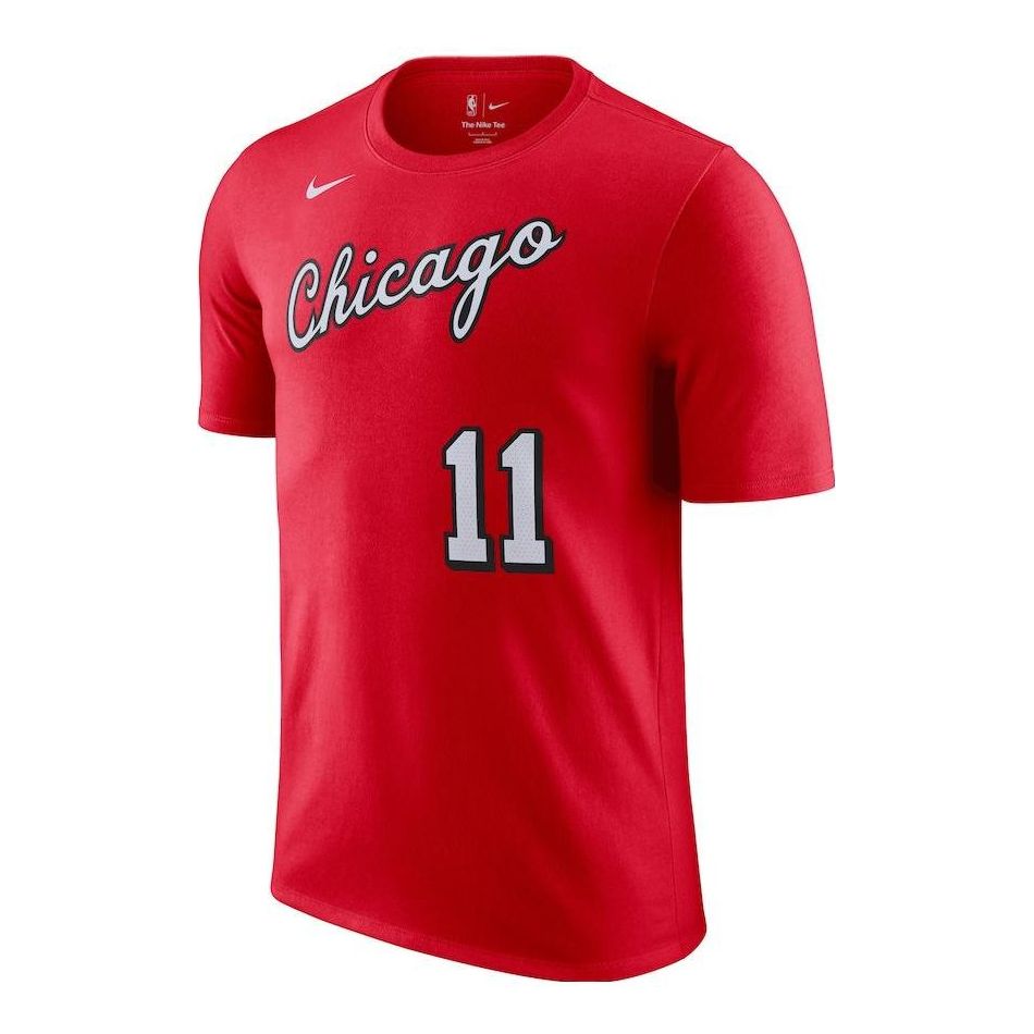 Men's Nike SS22 NBA Round Neck Pullover Basketball Sports Short Sleeve Chicago Bulls Derozan No. 11 Red T-Shirt DA7364-663