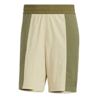 Men's adidas neo Colorblock Stripe Breathable Athleisure Casual Sports Shorts Prairie Brown Dark Olive Green HC9699