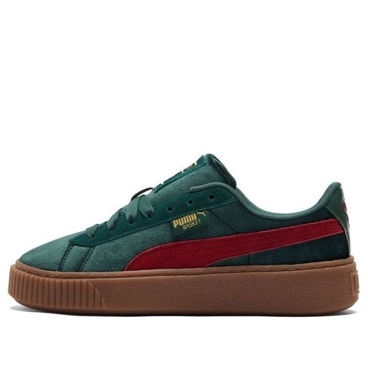 (WMNS) PUMA Platform Velvet Sneakers Green 373935-03