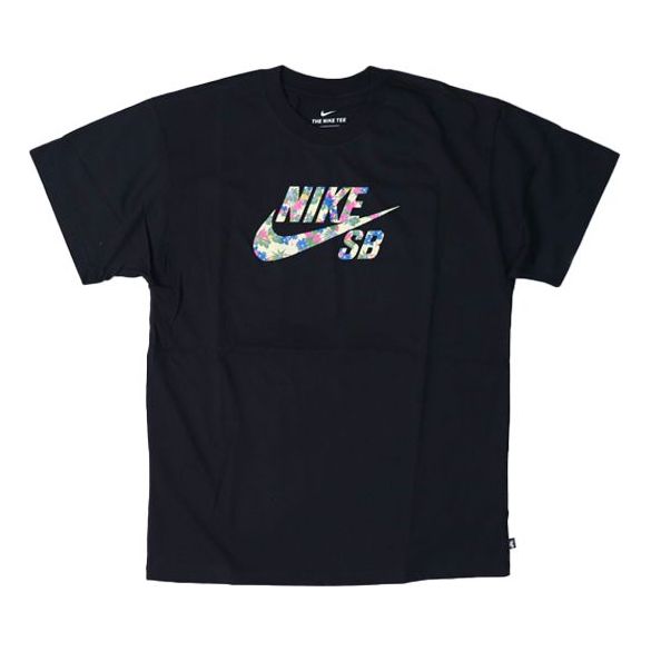 Nike SB Flowers Logo Skateboard Short Sleeve Black CU0311-010