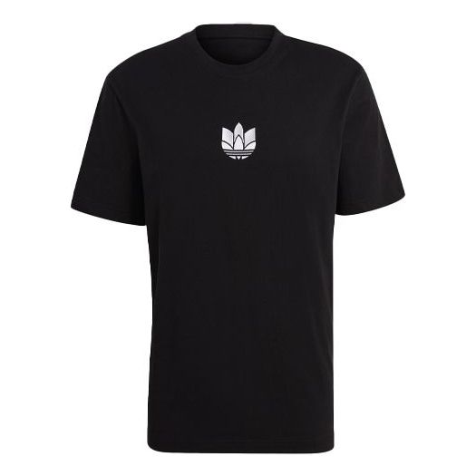 adidas originals Logo Embroidered Solid Color Sports Round Neck Short Sleeve Black GN3548
