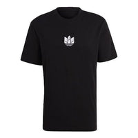 adidas originals Logo Embroidered Solid Color Sports Round Neck Short Sleeve Black GN3548