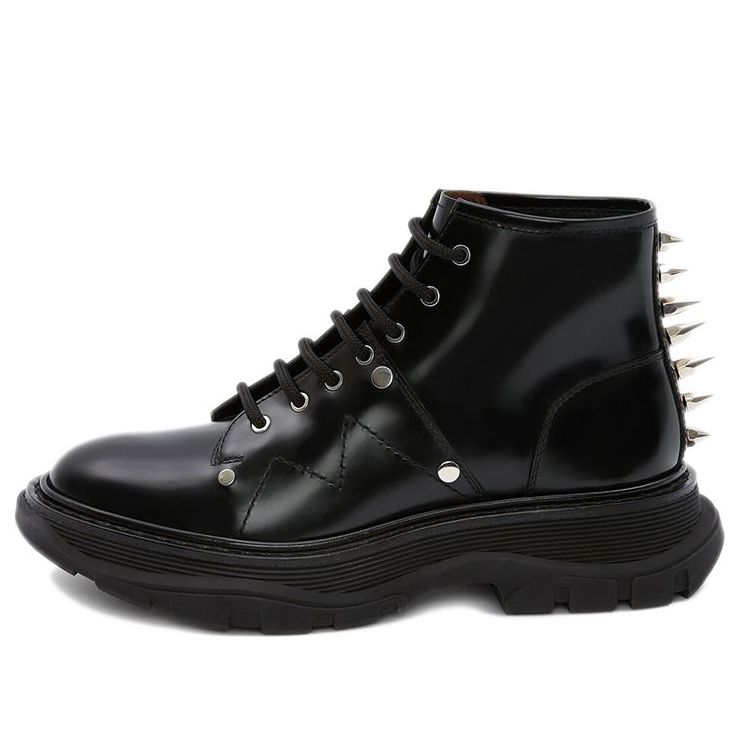 (WMNS) Alexander McQueen Leather Tread Ankle Boots 'Black' 685692WHZ851081