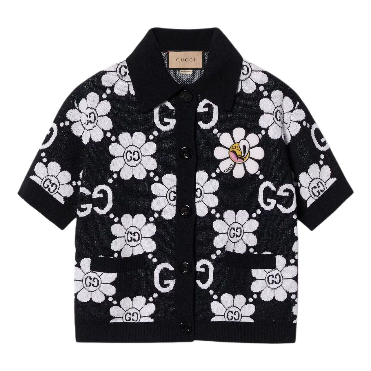 (WMNS) Gucci GG Flower Cotton Jacquard Cardigan 'Black White' 782223-XKDZ2-1080