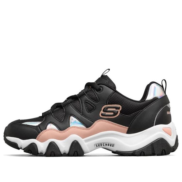 (WMNS) Skechers D'lites 2.0 Low-top Running Shoes Black/White/Pink 66666312-BKPK