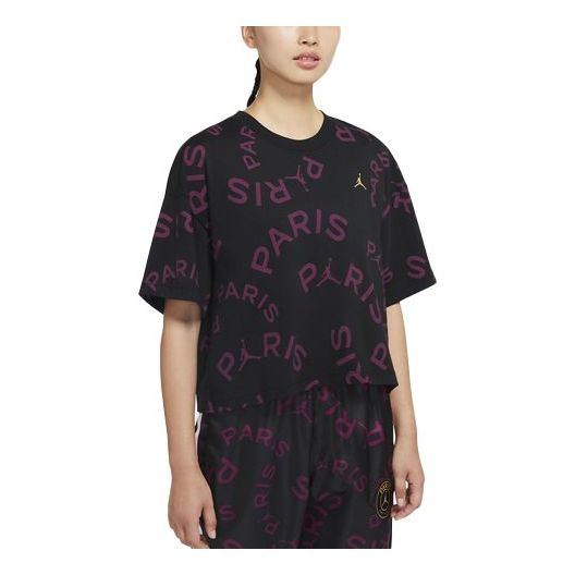 (WMNS) Air Jordan x PSG Boxy T-Shirt 'Black' CU5697-010