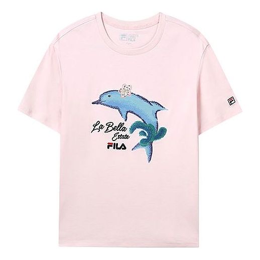 (WMNS) FILA Dolphin Printing Casual Sports Short Sleeve Pink F51W128107F-PK