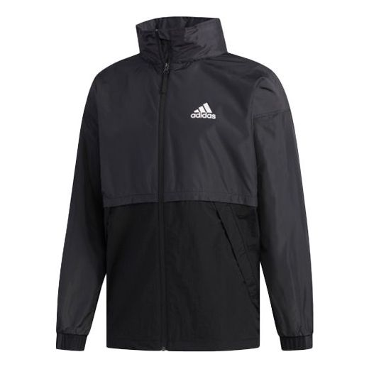 adidas Outdoor Splicing Causual Sports Jacket Male Black FM7516