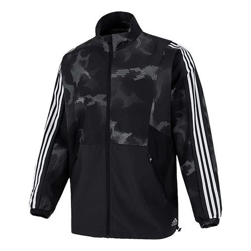 adidas St Wv Newblock Casual Sports Breathable Camouflage Stand Collar Jacket Black H40236