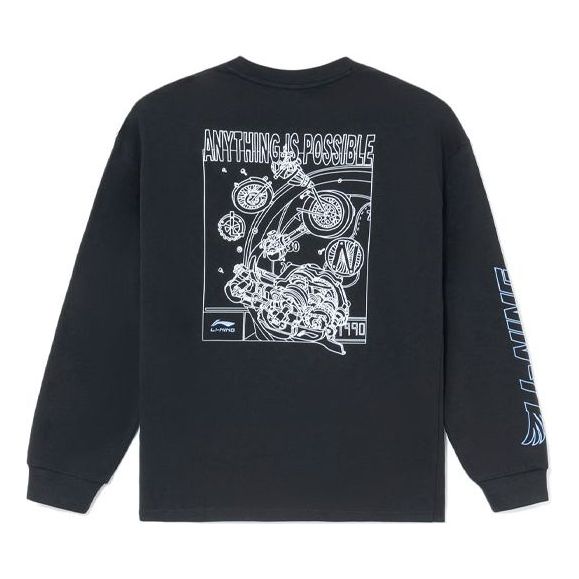 Li-Ning Sports Stylish Series Pattern Printing Pullover 'Black' AHSS019-2