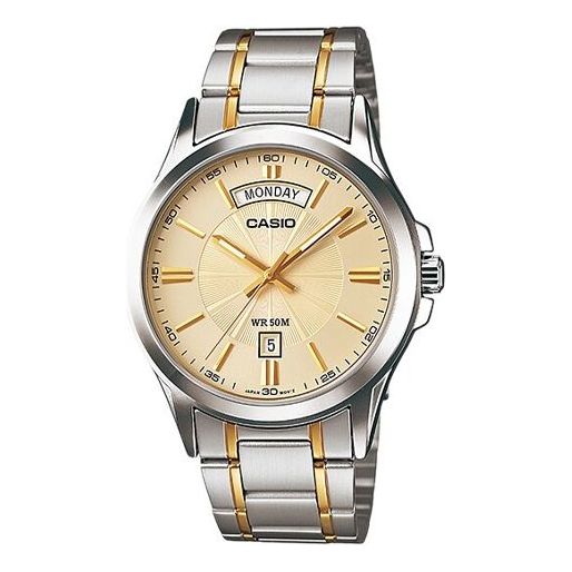 CASIO Quartz Unisex Gold DialSilver Strap Mens GoldSilver Analog MTP-1381G-9AV