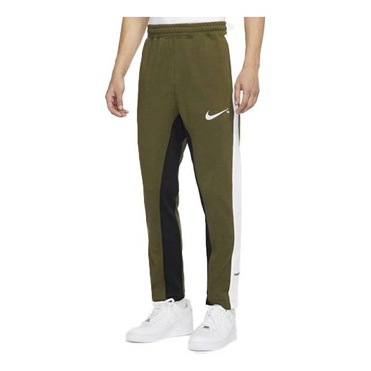 Men's Nike Sportswear Swoosh Contrast Color Stitching Knit Sports Pants/Trousers/Joggers Army Green DD5988-326