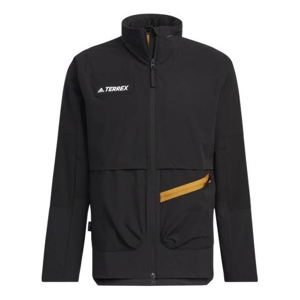 adidas Solid Color Logo Zipper Hooded Jacket Black HE5204