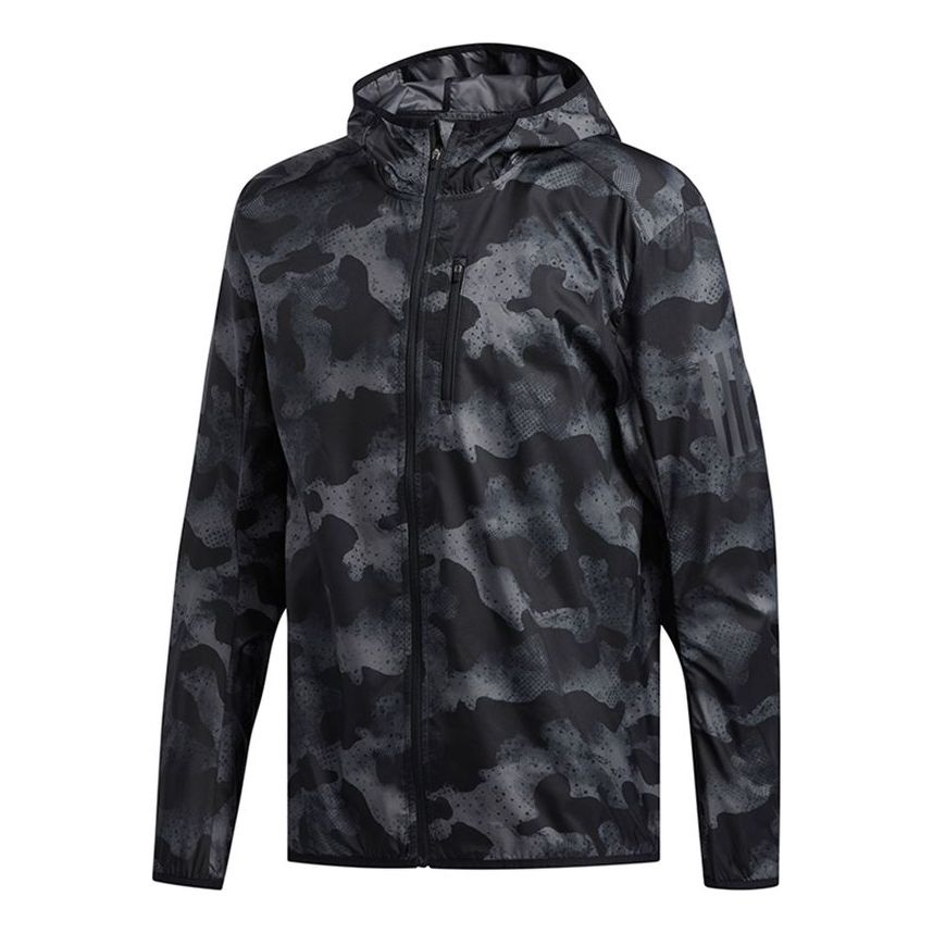 adidas Sports Training Camouflage Woven Hooded Jacket Black DZ2030