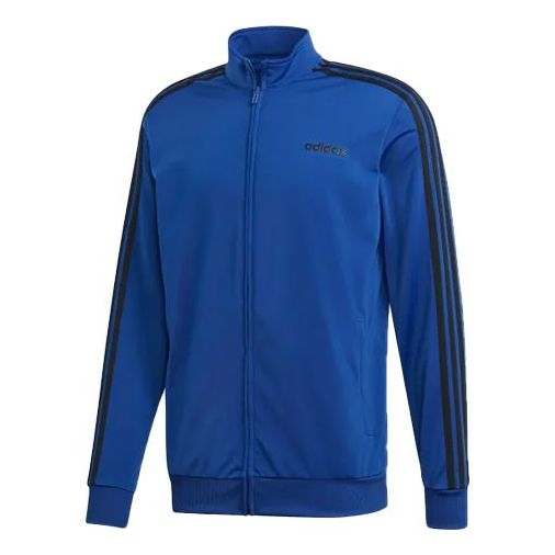 adidas Stand Collar Stripe Windproof Sports Jacket Blue DU0449
