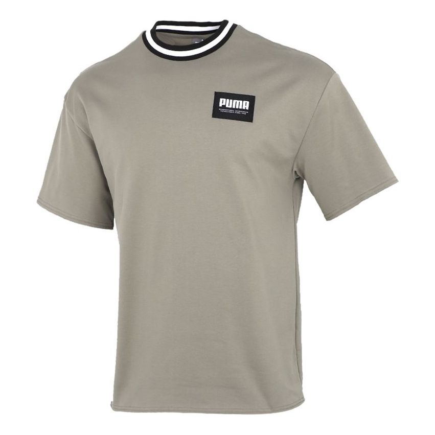 PUMA Solid Men Round Neck T-Shirt 'Olivegreen' 845861-73