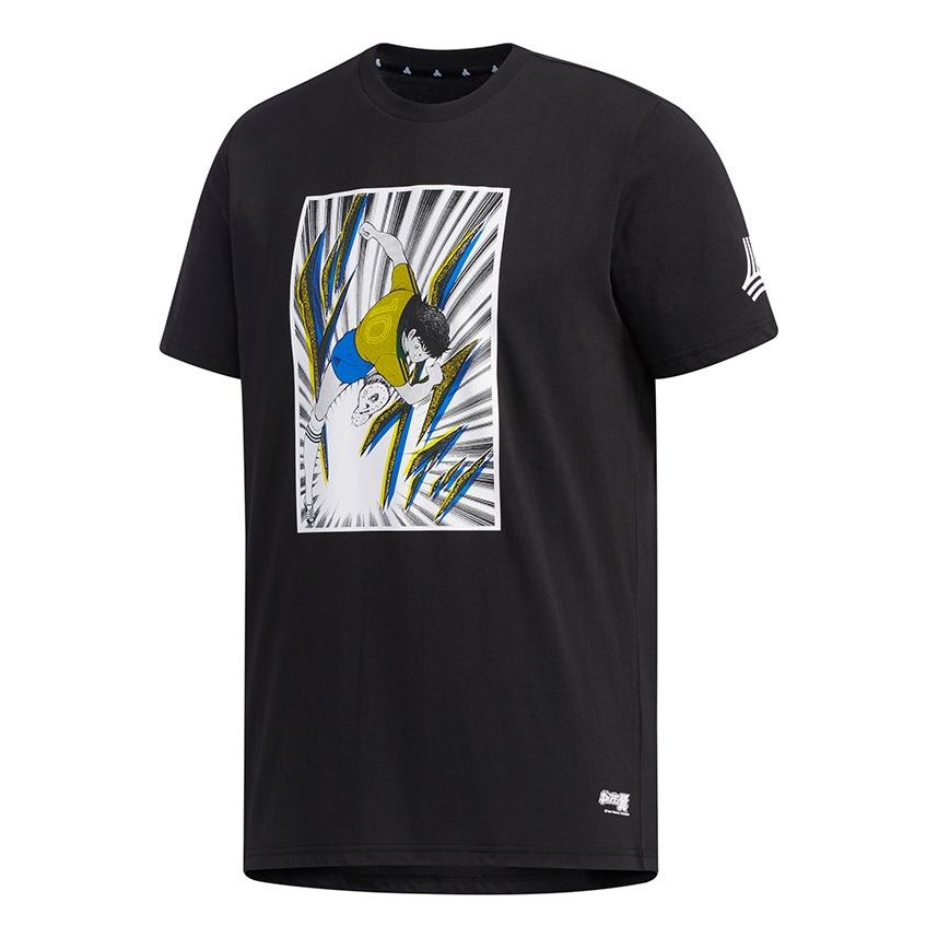adidas Tsubasa Tee 1 Causual Sports Foot Ball Male Black FJ6226
