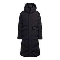 adidas Big Baffle Coat Outdoor Sports Long Loose hooded down Jacket Black GT6536