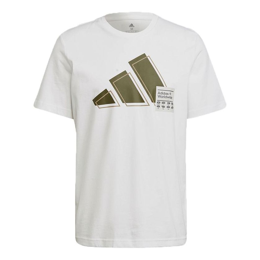 adidas 3bar Logo Tee Logo Printing Sports Short Sleeve White GV5159