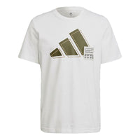 adidas 3bar Logo Tee Logo Printing Sports Short Sleeve White GV5159