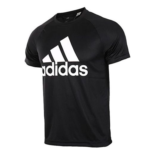 adidas D2M Tee Logo Printing Casual Sports Black BK0937