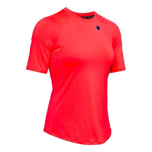 (WMNS) Under Armour Rush Training Sports Splicing Breathable Short Sleeve Red 1355583-628