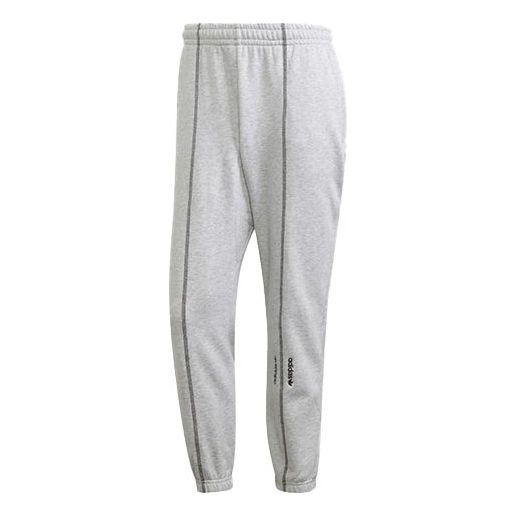 Men's adidas originals Embroidered Logo Solid Color Bundle Feet Sports Pants/Trousers/Joggers Gray GD9304