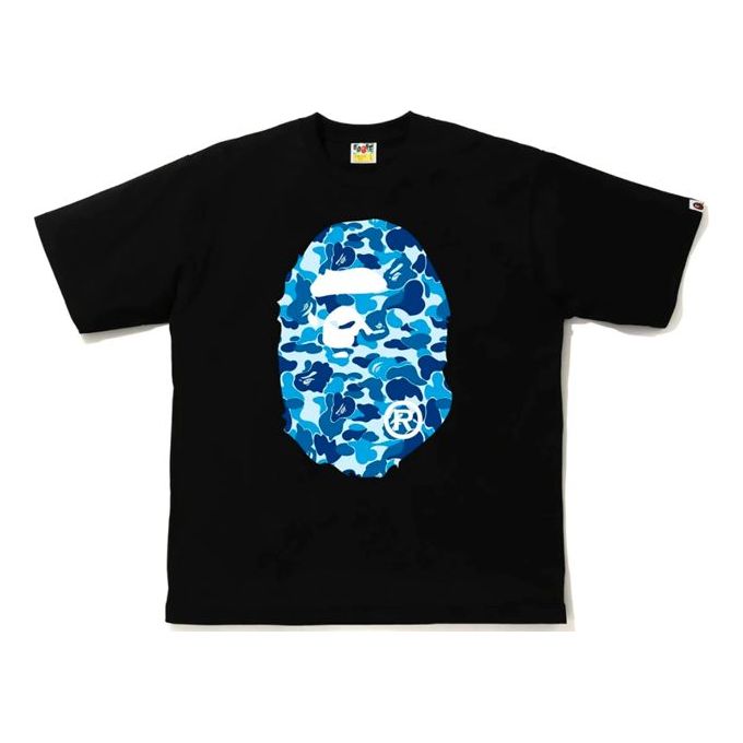 A Bathing Ape Camo Ape Head T-Shirt 'Black Blue' 1E80-110-005