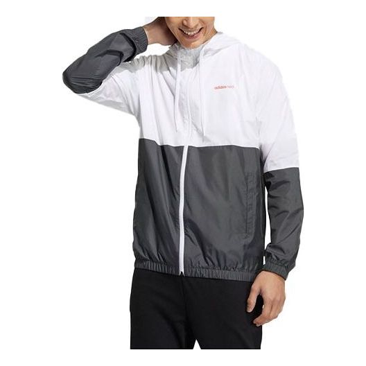 adidas neo M Fav Any Wb 1 Contrasting Colors Logo Printing Sports Jacket White Gray GP5650