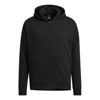 Men's adidas Solid Color Logo Casual Zipper Cardigan Jacket Black HM2686