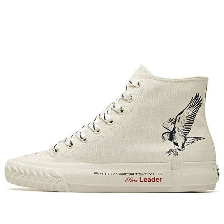 (WMNS) ANTA x Robert Geller Life Series Sneakers Canvas High 'Eagle White Black' 12948680-12