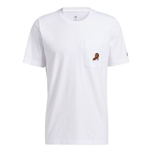 adidas Dame Avatar Pkt Lillard Basketball Sports Pocket Loose Round Neck Short Sleeve White GP3436